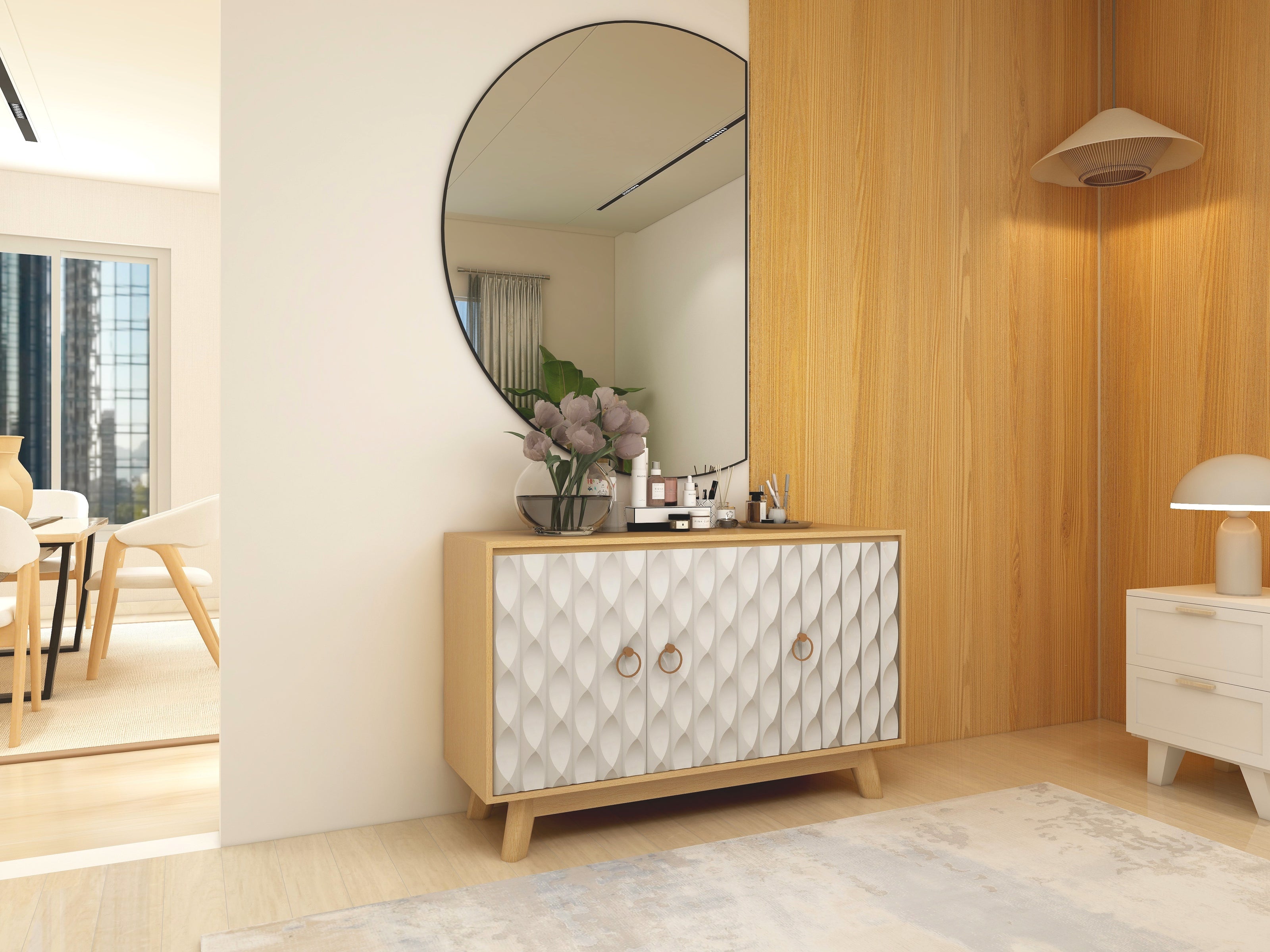 Echo Sideboard (Cream, Solid Wood) – Modern Storage Cabinet
