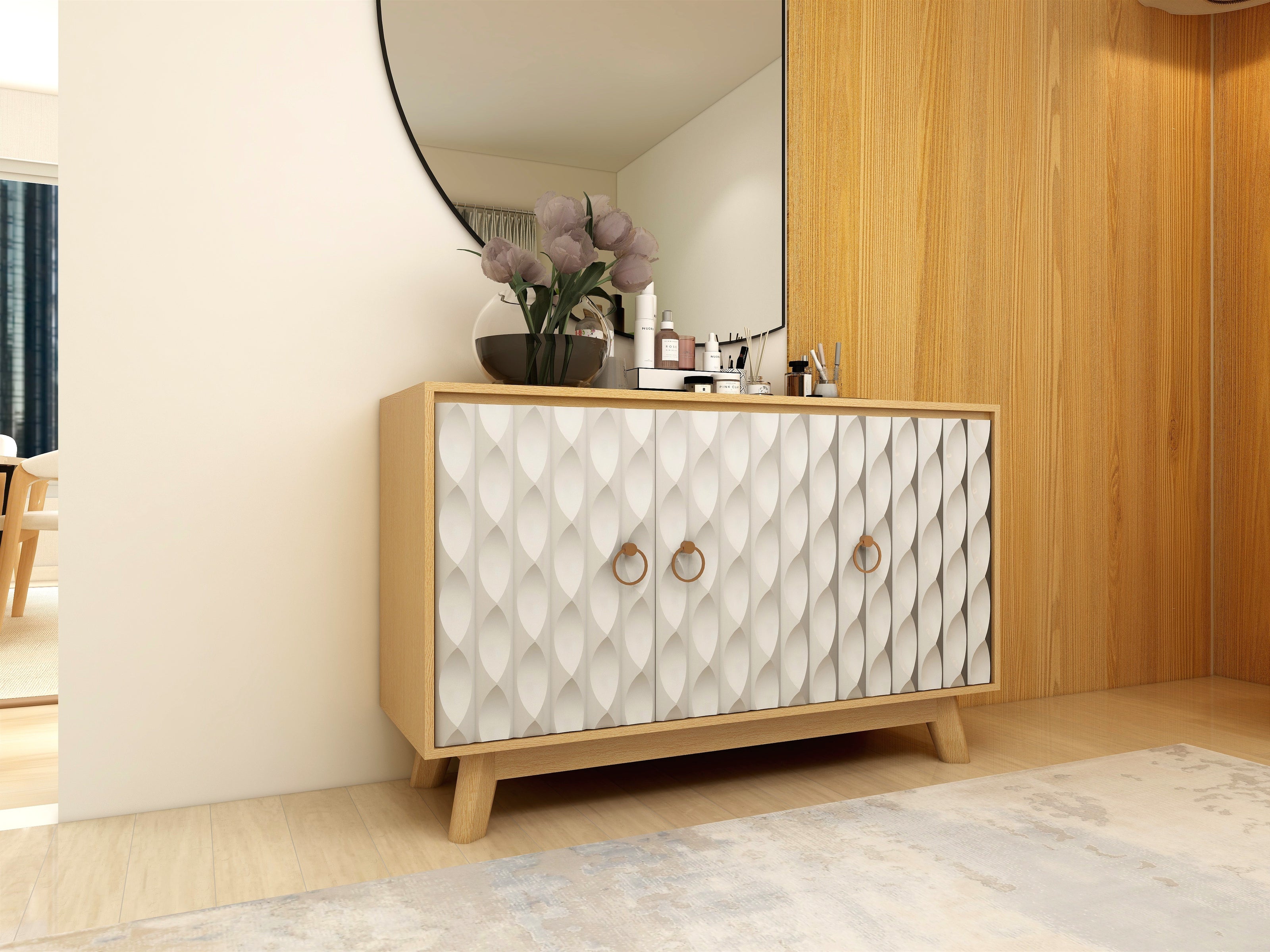 Echo Sideboard (Cream, Solid Wood) – Modern Storage Cabinet