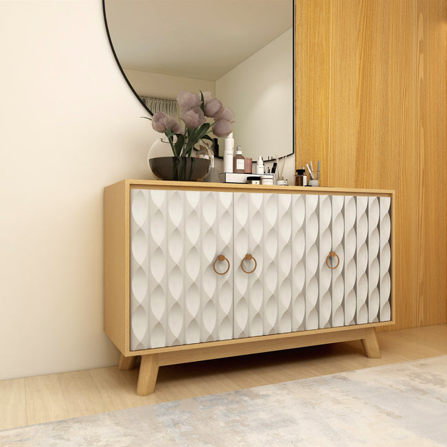 Sculpted Allure Collection – Echo Sideboard | Solid Wood Modern Storage Cabinet