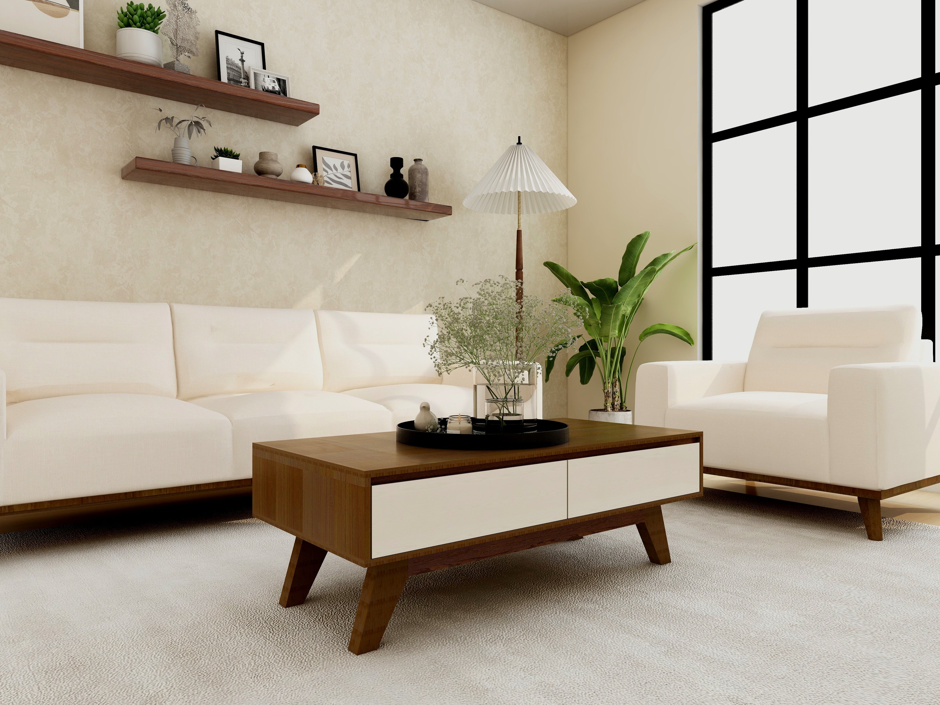 Buffet Coffee Table - Modern Center Table with Storage