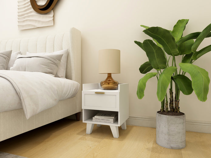 Eden White Nightstand – Minimalist Bedside Table with Drawer
