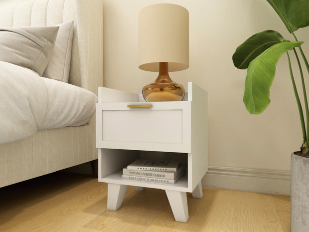 Eden White Nightstand – Minimalist Bedside Table with Drawer