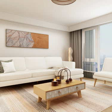 أريكة أكسيس بثلاثة مقاعد - أريكة قماشية عصرية (بيج ورمادي)