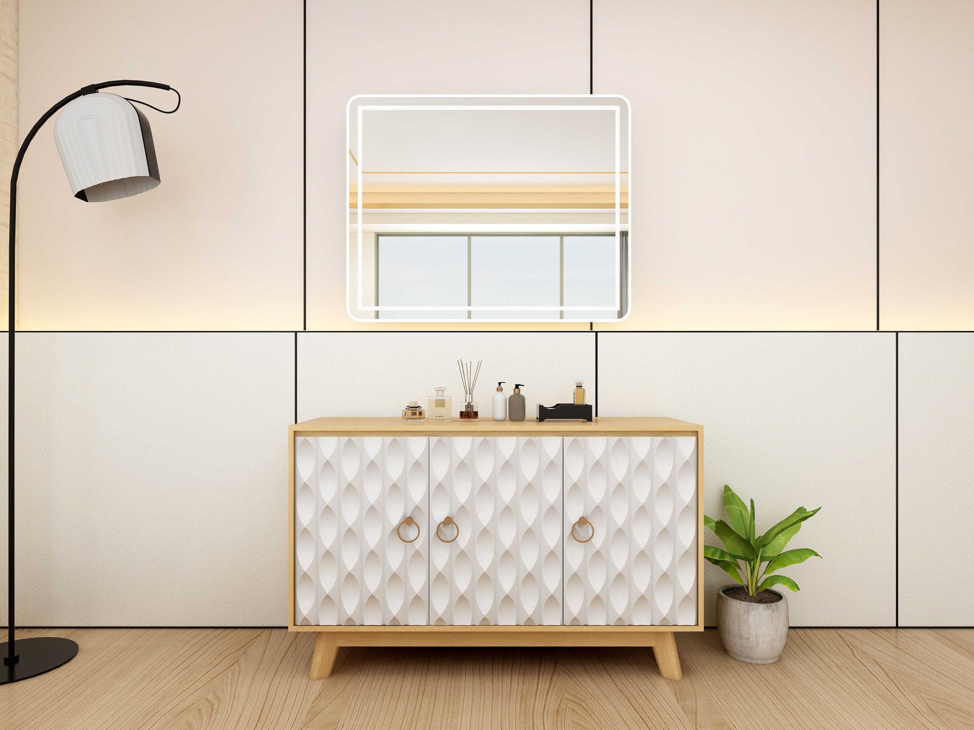 Echo Sideboard (Cream, Solid Wood) - Modern Storage Cabinet
