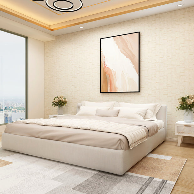 Alto Upholstered Bed - King & Queen (Beige & Light Brown)