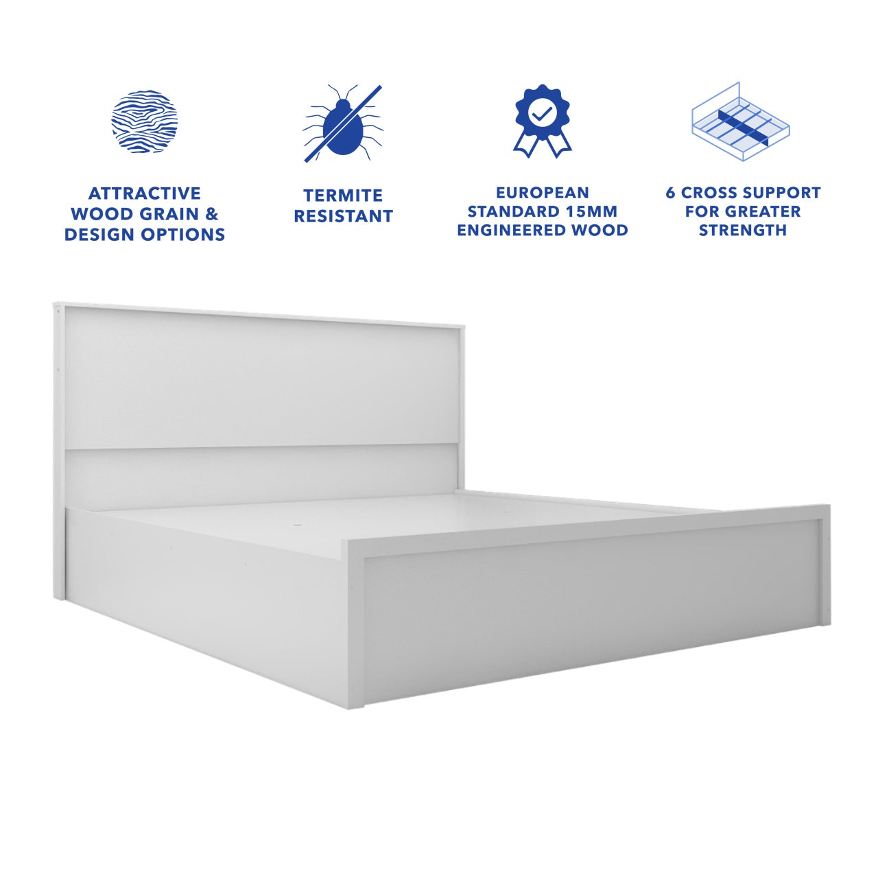 Luna Bed With Premium Fabric And Box Storage - King Bed