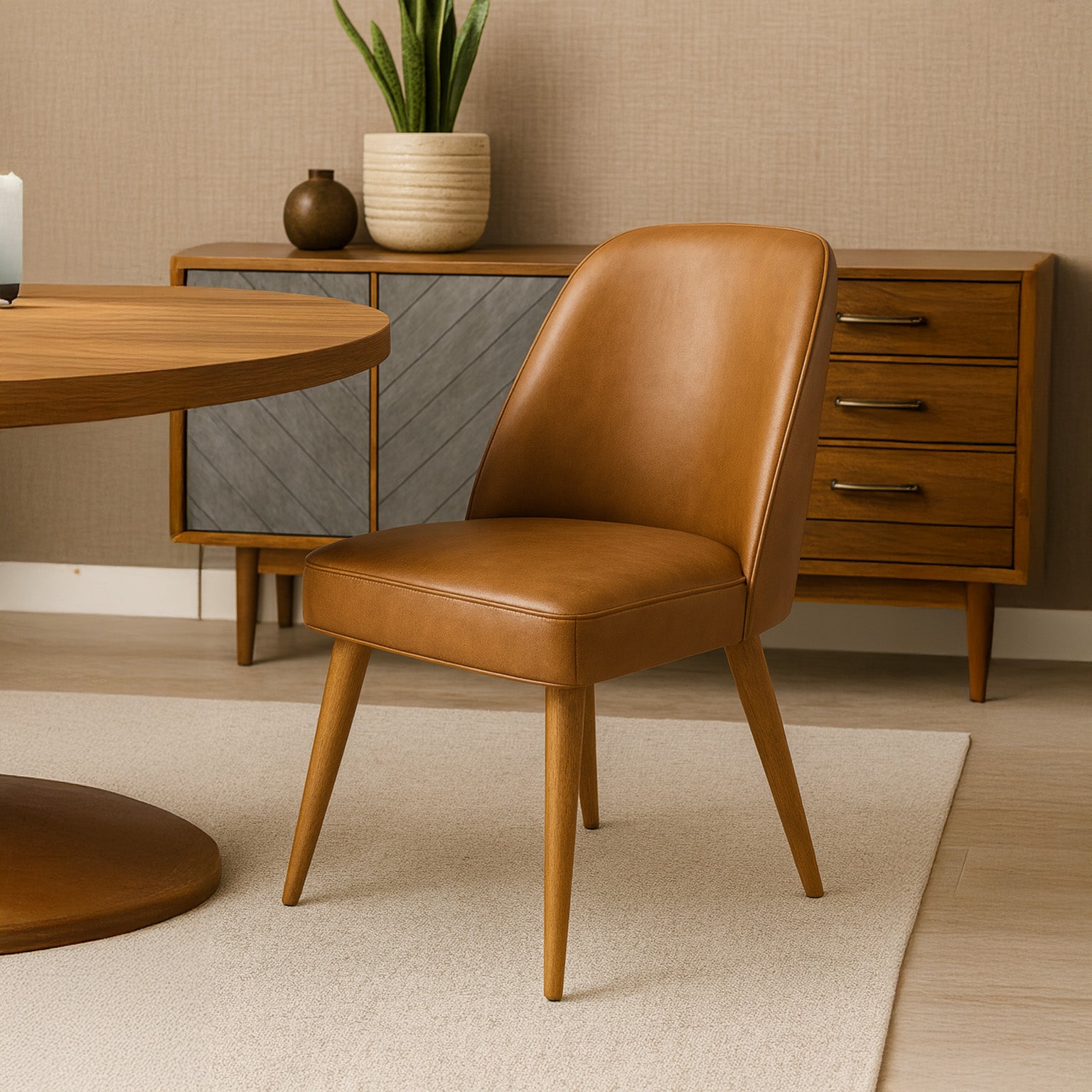 AURELIA Crest modern luxury dining chair with curved back and upholstered seat