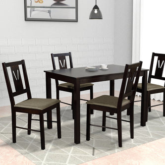 Thetis 4-Seater Solid Wood Dining Table with Chairs – DF2H