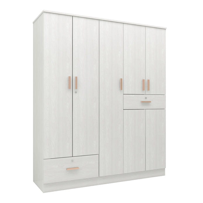 Ren 5-Door Engineered Wood Wardrobe – Spacious Bedroom Almirah with Shelves
