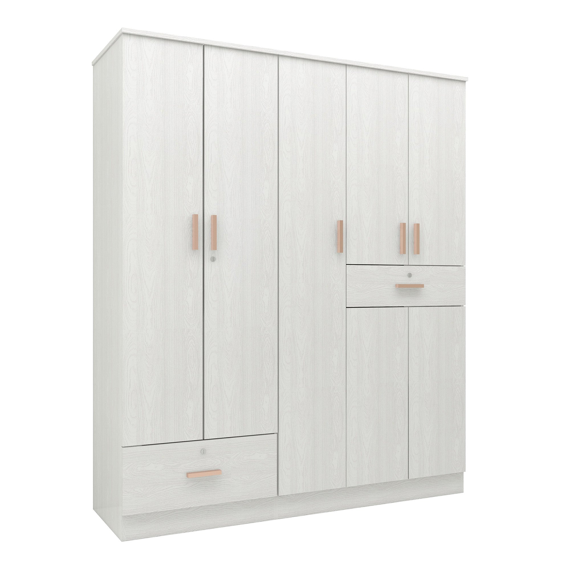 Ren 5-Door Engineered Wood Wardrobe – Spacious Bedroom Almirah with Shelves