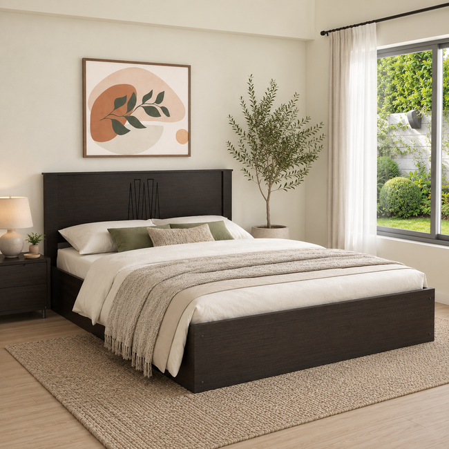 Graces Queen Bed – Solid Wood Headboard with Box Storage
