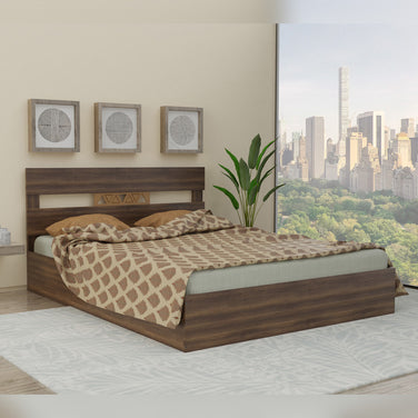 Hestia Queen Bed with Box Storage and Walnut Finish – DF2H