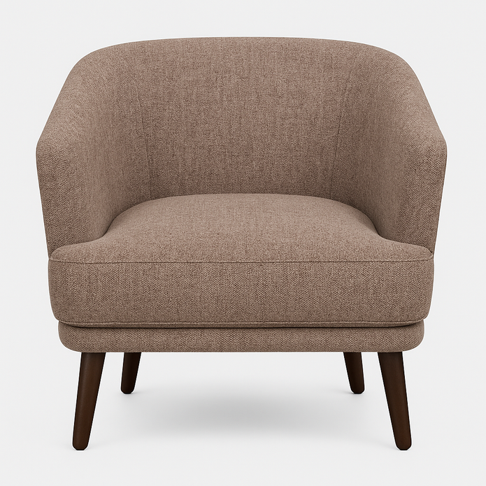 Handloom armchair in Roman Coffee — front view
