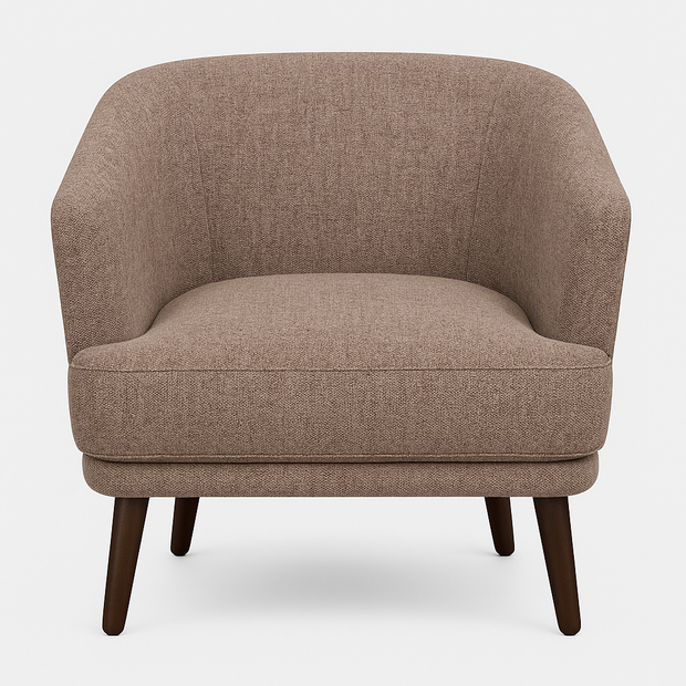Handloom armchair in Roman Coffee — front view