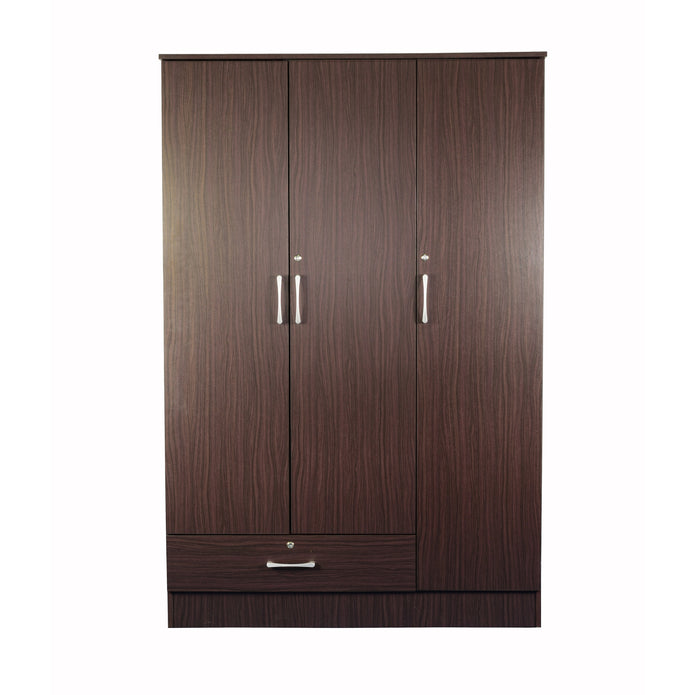 Housen 3-door wardrobe, walnut wood-grain, front view