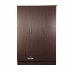 Housen 3-door wardrobe, walnut wood-grain, front view