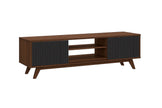 Strata AV Unit (Walnut & Black) — TV Console with Storage