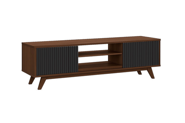 Strata AV Unit (Walnut & Black) — TV Console with Storage