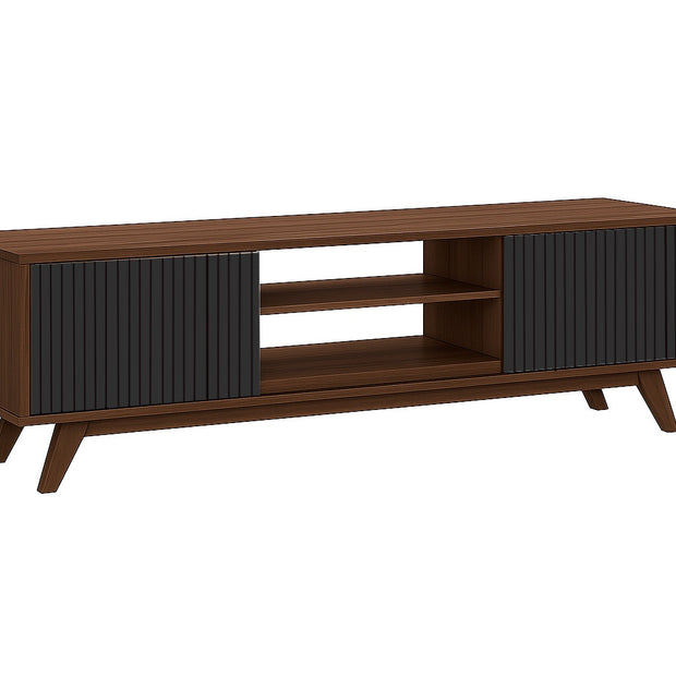 Strata AV Unit (Walnut & Black) — TV Console with Storage