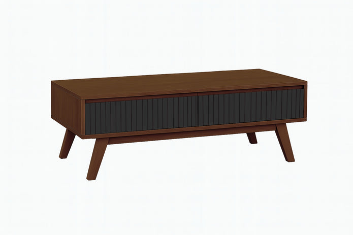 Strata Coffee Table (Walnut & Black) — Solid Wood Center Table