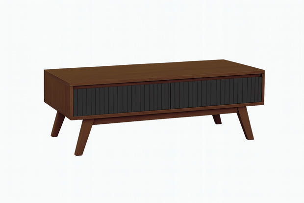 Strata Coffee Table (Walnut & Black) — Solid Wood Center Table