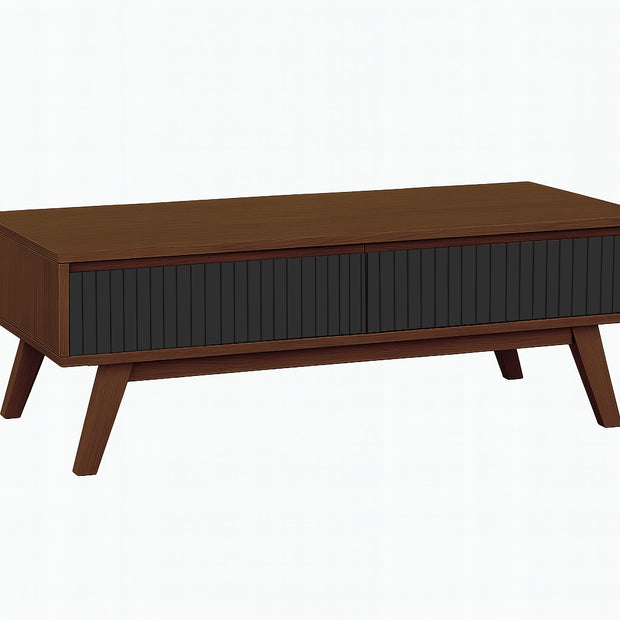 Strata Coffee Table (Walnut & Black) — Solid Wood Center Table