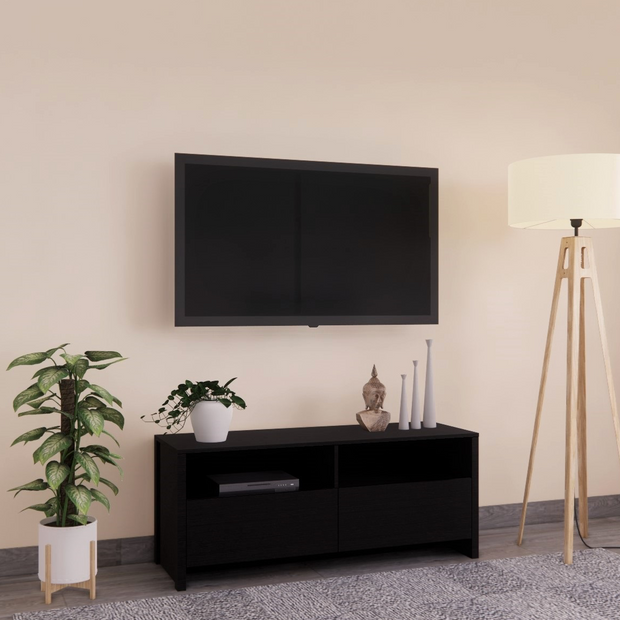 Zouk Wooden TV Unit in Wenge Finish – Open Shelf & Cabinet – DF2H