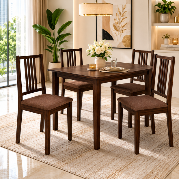 Monterey 4-Seater Solid Wood Dining Table Set – Chairs Included