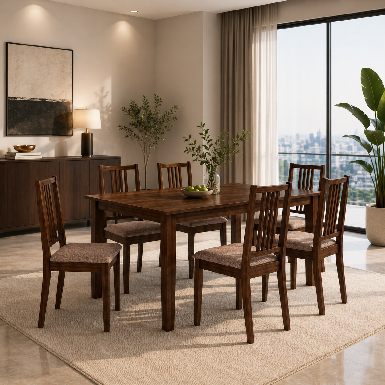 Monterey 6-Seater Solid Wood Dining Table Set with Chairs