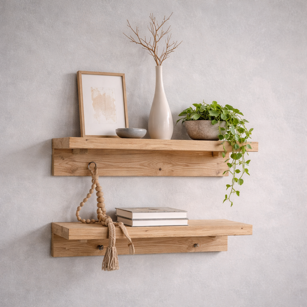 Nativa Terrae luxury solid wood wall shelf from Vellora Collection by DF2H