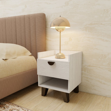 Tacta 1-drawer nightstand in honey-ash solid wood with smooth-glide drawer