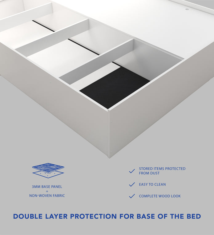 سرير سيتا كوين - مُنجّد بالجلد الصناعي مع صندوق تخزين