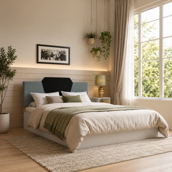 Nadi Queen Bed – Premium Leatherette Upholstery with Box Storage