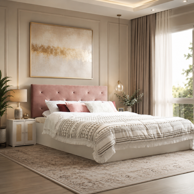 Nirodhah Queen Bed – Leatherette Upholstered with Box Storage