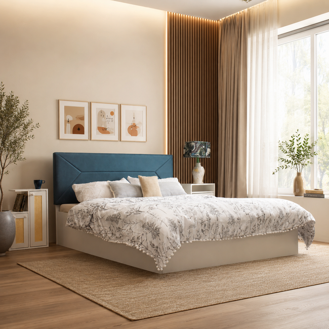 Niyama Queen Bed – Leatherette Upholstery with Box Storage