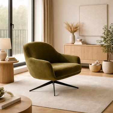 SOLENE Parlour modern luxury armchair upholstered in buffalo leather