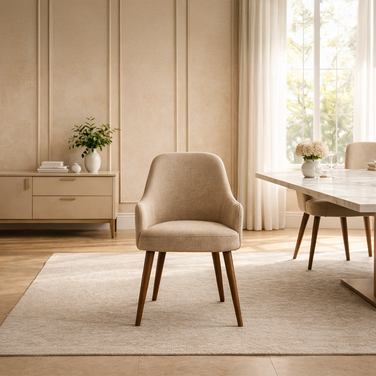 SOLENE modern luxury dining chair upholstered in buffalo leather