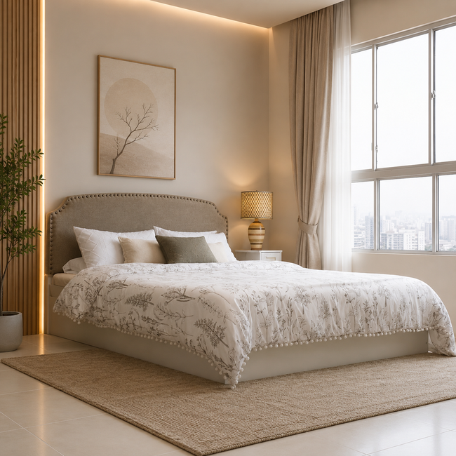 Pingala Queen Bed – Leatherette Upholstery with Box Storage