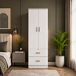 Ren Wooden 2-Door Wardrobe – Compact Bedroom Almirah
