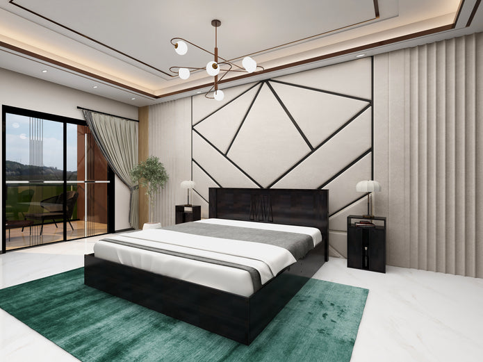 Poena Grandeur Bedroom Set – Queen Bed, 3-Door Wardrobe & Side Table