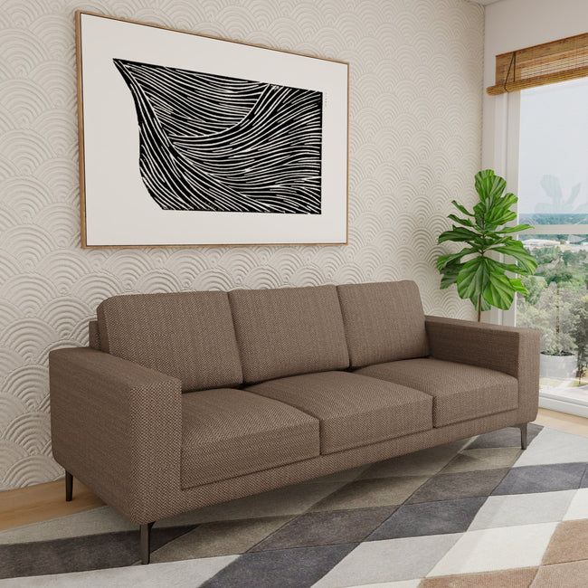 Brume 3-Seater Sofa - Modern Fabric Lounger (Beige & Dull Brown)