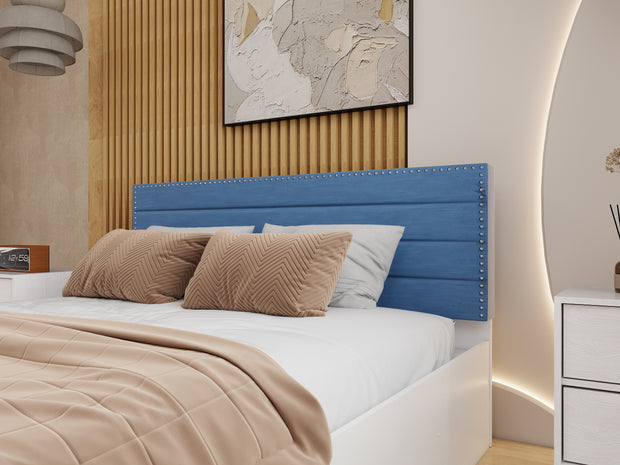 Samadhi Queen Bedroom Set – Upholstered Bed & 4-Door Wardrobe (White & Silver Oak)