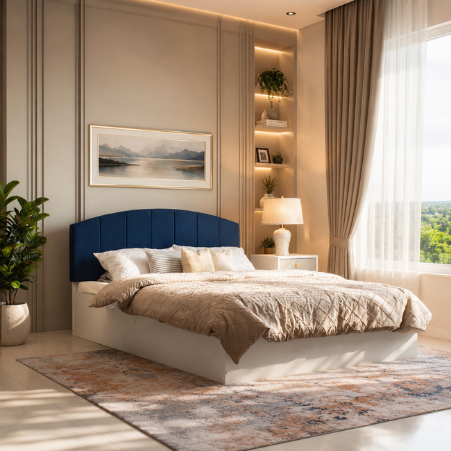 Satya Queen Bed – Leatherette Upholstered with Box Storage