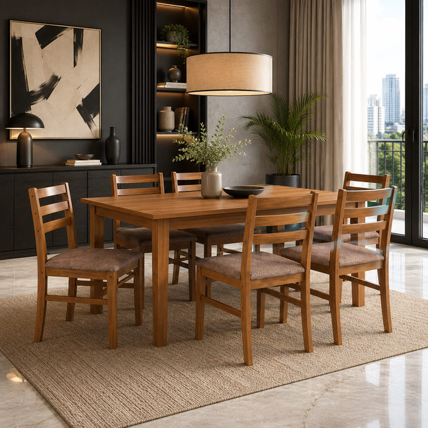 Seattle Starter 6 Seater Solid Wood Dining Set
