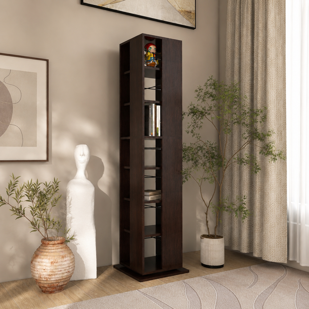Shimada Rotatable Wooden Book Shelf – Columbia Walnut Finish