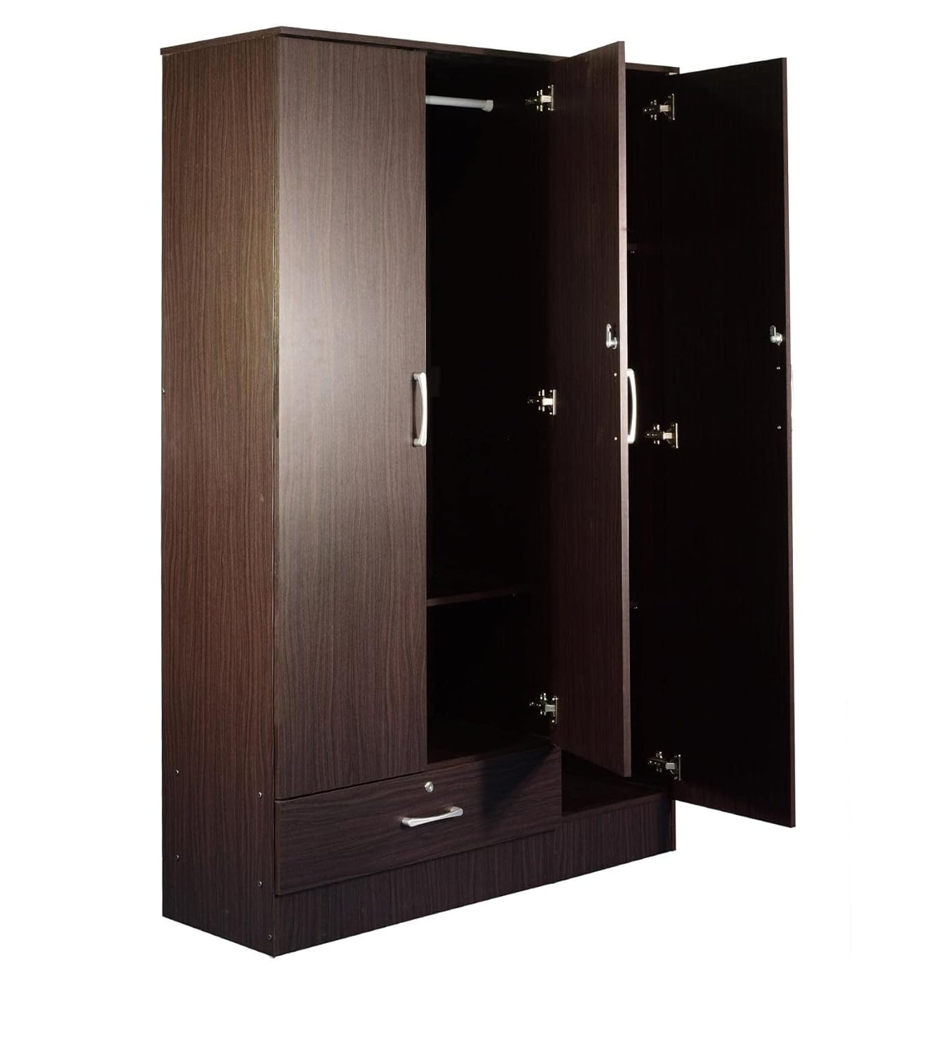 Housen 3-Door Wardrobe with Shelves (Engineered Wood)
