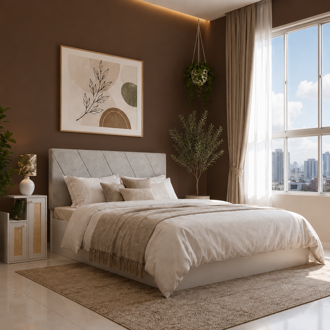Sutra Queen Bed – Leatherette Upholstery with Box Storage
