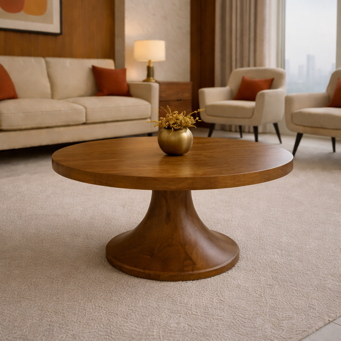 Teka Circa luxury round solid wood coffee table – CASSIA collection