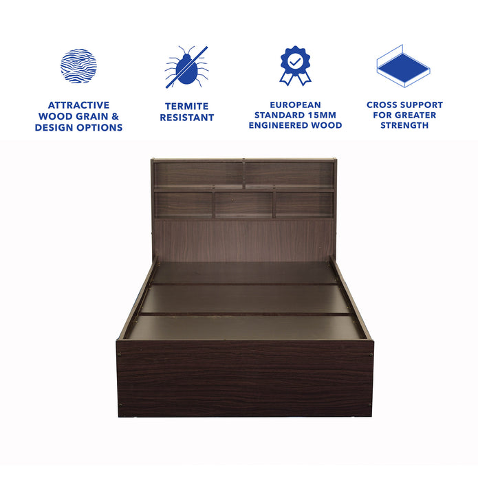 Takeo Single Bed in Walnut Finish (3x6 ft)