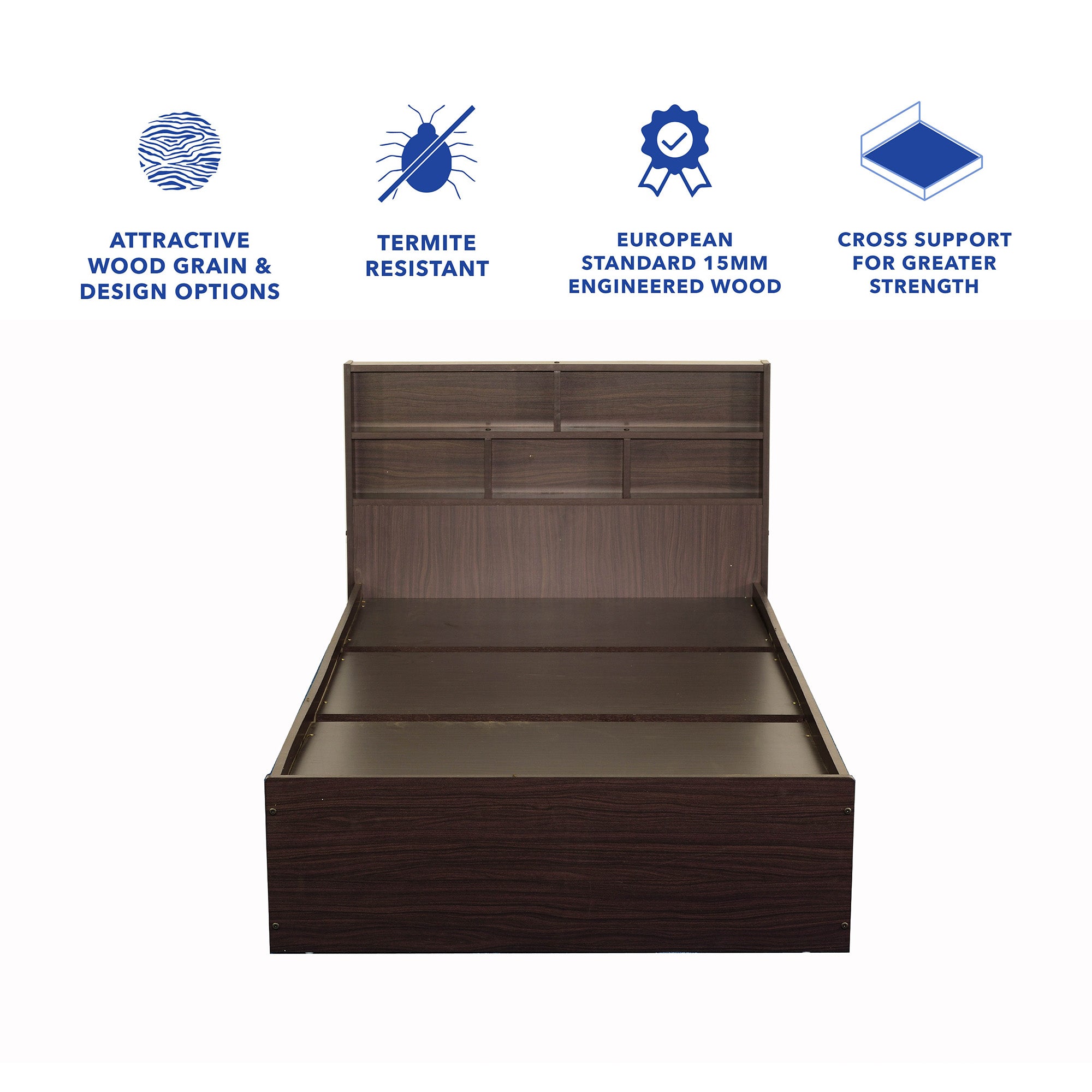 Takeo Single Bed in Walnut Finish (3x6 ft)